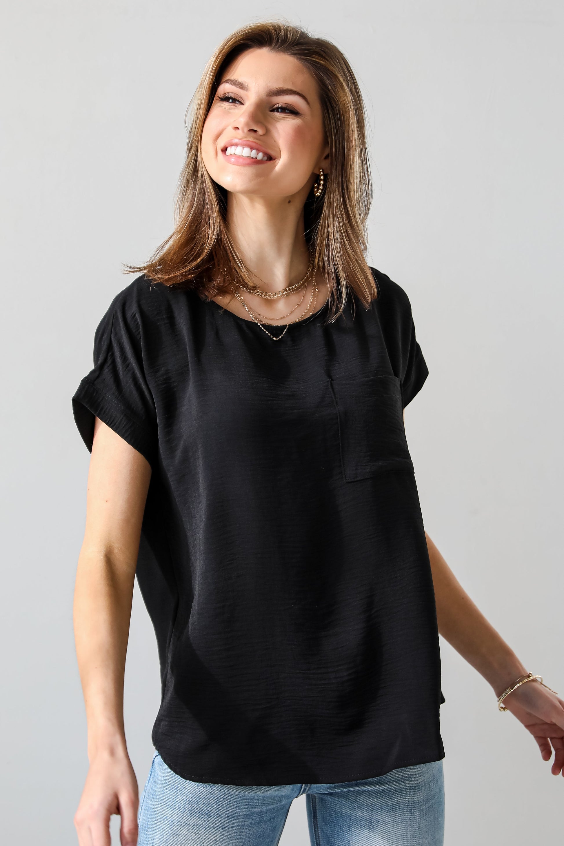 womens black blouses