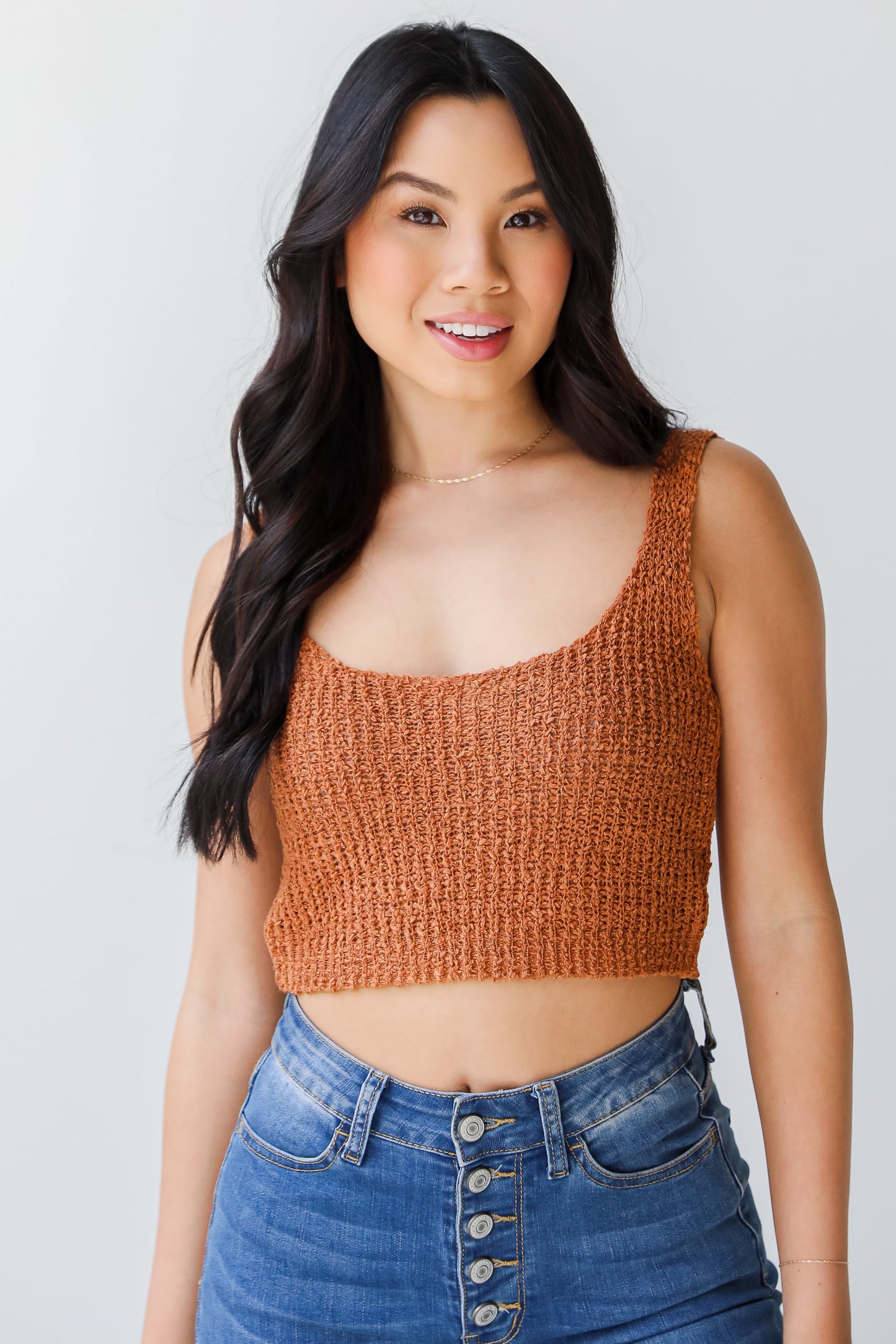 camel Knit Cropped Tank