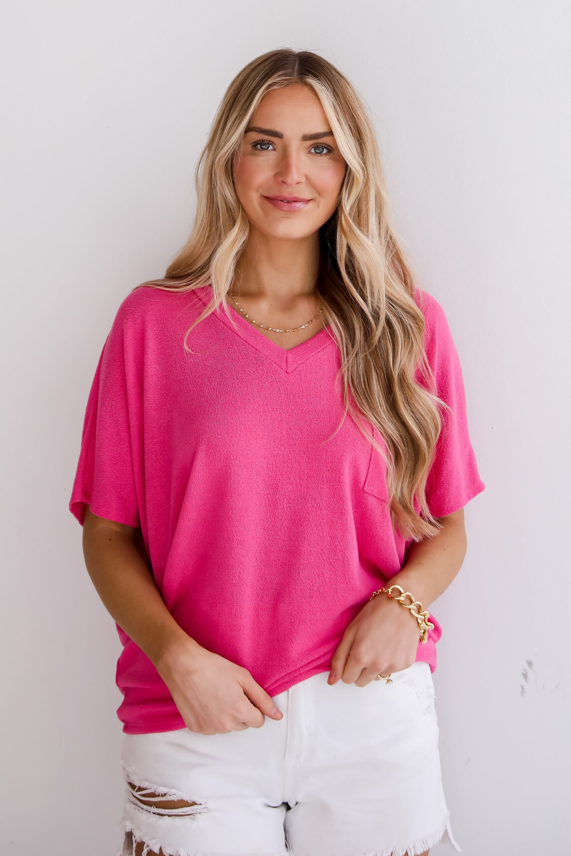 hot pink Lightweight Knit Top